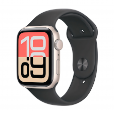 Apple Watch SE 3 40 mm, Starlight Aluminum Black Sport Band M/L