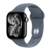 Apple Watch Series 11, 42 mm, Jet Black Aluminum Anchor blue Sport Band M/L
