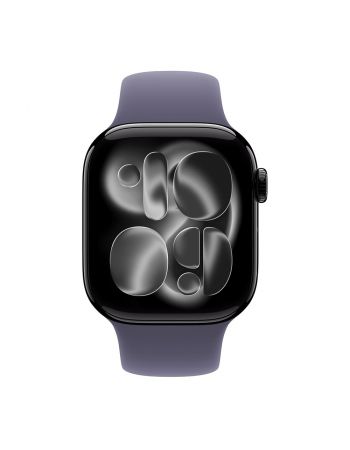 Apple Watch Series 11, 42 mm, Jet Black Aluminum Purple Fog Sport Band M/L