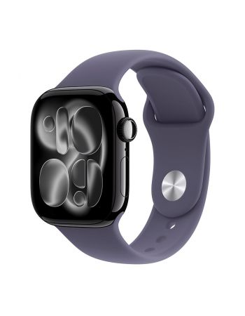 Apple Watch Series 11, 42 mm, Jet Black Aluminum Purple Fog Sport Band M/L