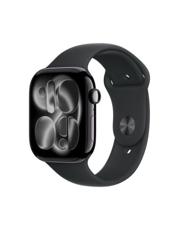 Apple Watch Series 11, 42 mm, Jet Black Aluminum Black Sport Band S/M