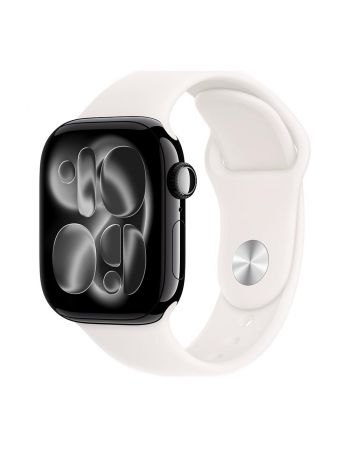 Apple Watch Series 11, 42 mm, Jet Black Aluminum Light Blush Sport Band S/M