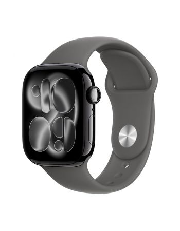 Apple Watch Series 11, 42 mm, Jet Black Aluminum Stone Gray Sport Band M/L