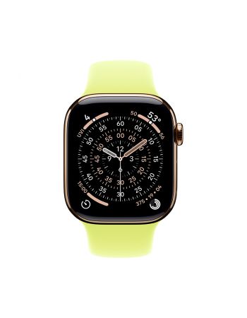 Apple Watch Series 11, 42 mm, Gold Titanium GPS+Cellular, Neon Yellow Sport Band S/M