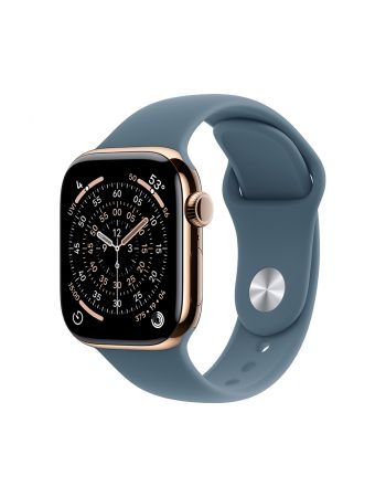 Apple Watch Series 11, 42 mm, Gold Titanium GPS+Cellular, Anchor blue Sport Band M/L