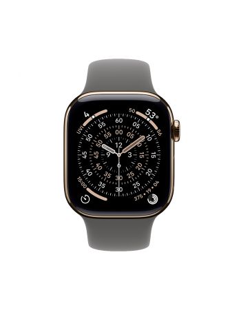 Apple Watch Series 11, 42 mm, Gold Titanium GPS+Cellular, Stone Gray Sport Band S/M