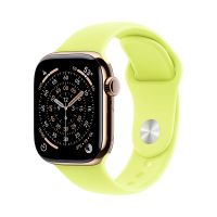 Apple Watch Series 11, 46 mm, Gold Titanium GPS+Cellular, Neon Yellow Sport Band M/L