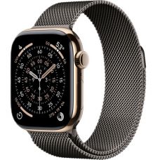 Apple Watch Series 11, 42 mm, Gold Titanium GPS+Cellular, Slate Milanese Loop