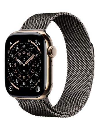 Apple Watch Series 11, 42 mm, Gold Titanium GPS+Cellular, Slate Milanese Loop