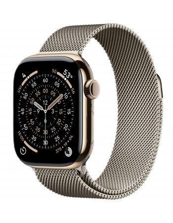 Apple Watch Series 11, 42 mm, Gold Titanium GPS+Cellular, Natural Milanese Loop