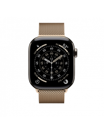 Apple Watch Series 11, 42 mm, Nalural Titanium GPS+Cellular, Gold Milanese Loop