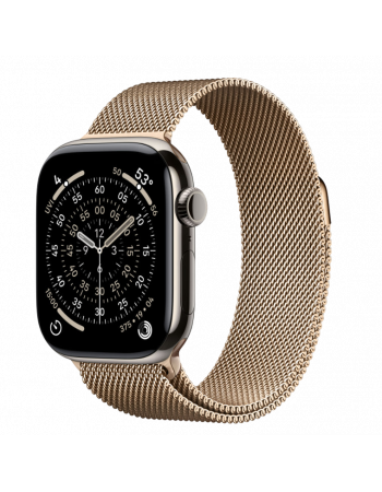 Apple Watch Series 11, 42 mm, Nalural Titanium GPS+Cellular, Gold Milanese Loop