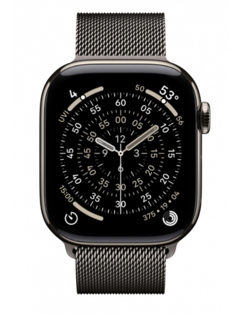 Apple Watch Series 11, 42 mm, Nalural Titanium GPS+Cellular, Slate Milanese Loop
