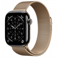 Apple Watch Series 11, 42 mm, Slate Titanium GPS+Cellular, Gold Milanese Loop