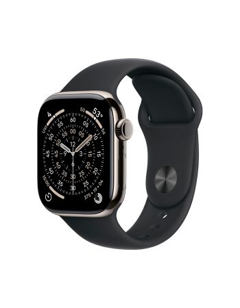 Apple Watch Series 11, 42 mm, Nalural Titanium GPS+Cellular, Black Sport Band S/M