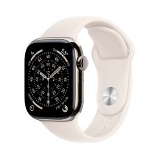 Apple Watch Series 11, 42 mm, Nalural Titanium GPS+Cellular, Starlight Sport Band M/L