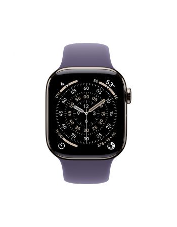 Apple Watch Series 11, 42 mm, Nalural Titanium GPS+Cellular, Purple Fog Sport Band S/M