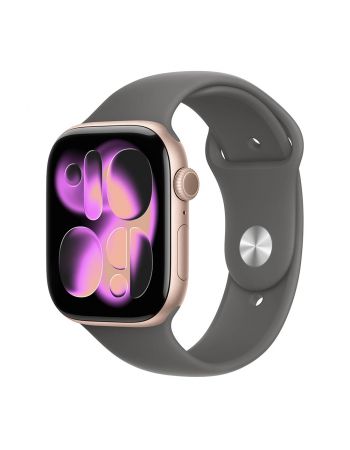 Apple Watch Series 11, 42 mm, Rose Gold Aluminum Stone Gray Sport Band M/L