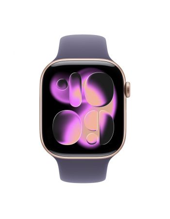 Apple Watch Series 11, 42 mm, Rose Gold Aluminum Purple Fog Sport Band M/L