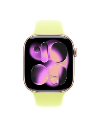 Apple Watch Series 11, 42 mm, Rose Gold Aluminum Neon Yellow Sport Band M/L
