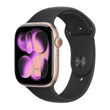 Apple Watch Series 11, 42 mm, Rose Gold Aluminum Black Sport Band M/L
