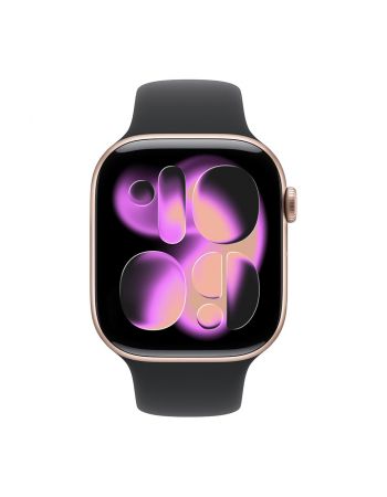 Apple Watch Series 11, 42 mm, Rose Gold Aluminum Black Sport Band S/M