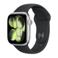 Apple Watch Series 11, 46 mm, Silver Aluminum Black Sport Band S/M