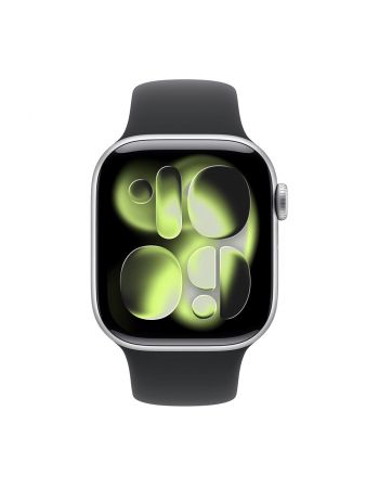 Apple Watch Series 11, 42 mm, Silver Aluminum Black Sport Band M/L