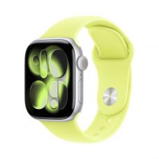 Apple Watch Series 11, 42 mm, Silver Aluminum Neon Yellow Sport Band M/L