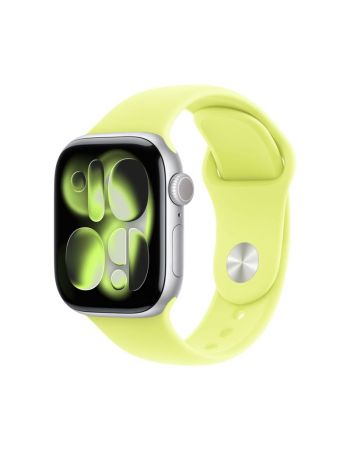 Apple Watch Series 11, 42 mm, Silver Aluminum Neon Yellow Sport Band S/M