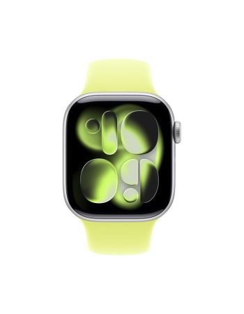 Apple Watch Series 11, 42 mm, Silver Aluminum Neon Yellow Sport Band S/M