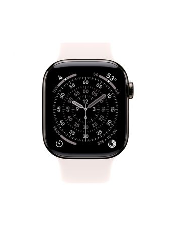 Apple Watch Series 11, 42 mm, Slate Titanium GPS+Cellular, Light Blush Sport Band S/M