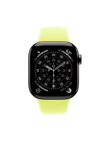 Apple Watch Series 11, 42 mm, Slate Titanium GPS+Cellular, Neon Yellow Sport Band S/M