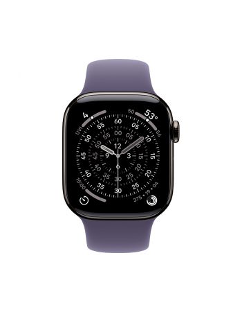 Apple Watch Series 11, 42 mm, Slate Titanium GPS+Cellular, Purple Fog Sport Band S/M