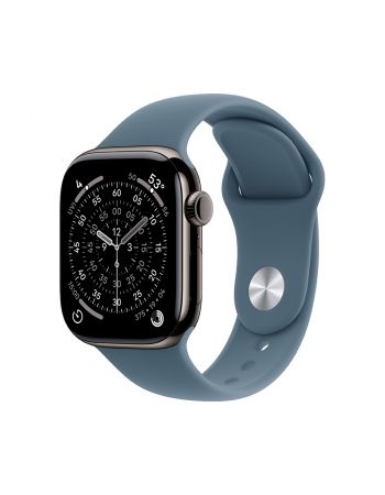 Apple Watch Series 11, 42 mm, Slate Titanium GPS+Cellular, Anchor blue Sport Band S/M