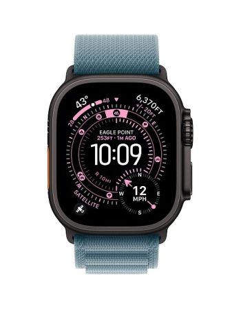 Apple Watch Ultra 3, 49 мм, Black Titanium Light Blue Alpine Loop S