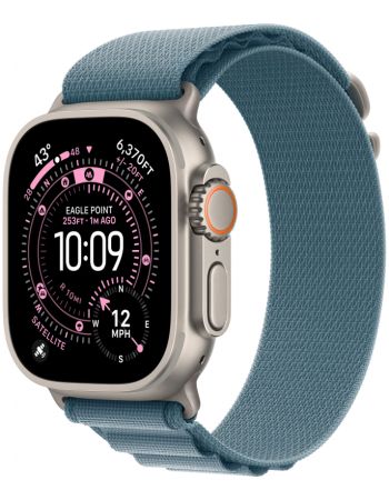 Apple Watch Ultra 3, 49 мм, Natural Titanium Light Blue Alpine Loop M