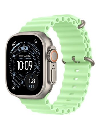 Apple Watch Ultra 3, 49 мм, Natural Titanium Neon Green Ocean Band