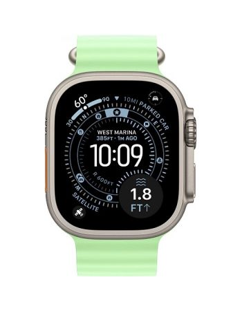 Apple Watch Ultra 3, 49 мм, Natural Titanium Neon Green Ocean Band