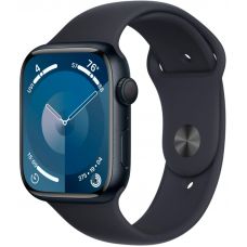 Apple Watch Series 9, 41 мм, корпус из алюминия цвета «тёмная ночь», спортивный ремешок цвета «тёмная ночь», размер S/M