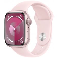 Apple Watch Series 9, 41 мм, корпус из алюминия розового цвета, спортивный ремешок нежно-розового цвета, размер S/M