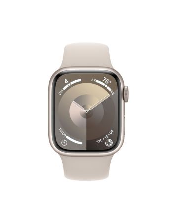 Apple Watch Series 9, 41 мм, корпус из алюминия цвета «сияющая звезда», спортивный ремешок цвета «сияющая звезда», размер S/M