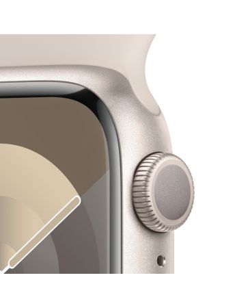 Apple Watch Series 9, 45 мм, корпус из алюминия цвета «сияющая звезда», спортивный ремешок цвета «сияющая звезда», размер S/M