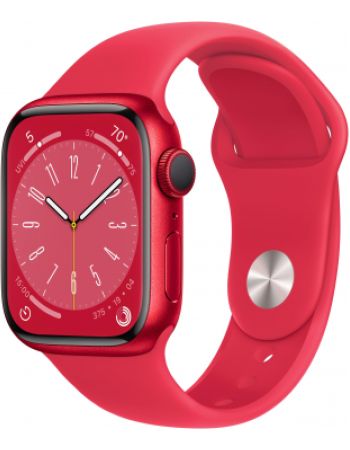 Apple Watch Series 8, 45 мм, корпус из алюминия цвета (PRODUCT)RED, спортивный ремешок цвета (PRODUCT)RED
