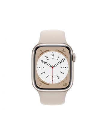 Apple Watch Series 8, 45 мм, корпус из алюминия цвета «сияющая звезда», спортивный ремешок цвета «сияющая звезда»