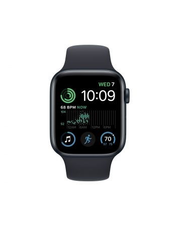 Apple Watch SE 2022, 44 мм, корпус из алюминия цвета «тёмная ночь», спортивный ремешок цвета «тёмная ночь»