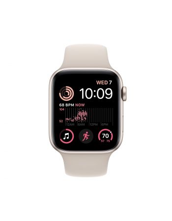 Apple Watch SE 2022, 44 мм, корпус из алюминия цвета «сияющая звезда», спортивный ремешок цвета «сияющая звезда»