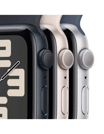 Apple Watch SE 2023, 44 мм, корпус из алюминия цвета тёмная ночь, спортивный ремешок цвета тёмная ночь, GPS + Cellular