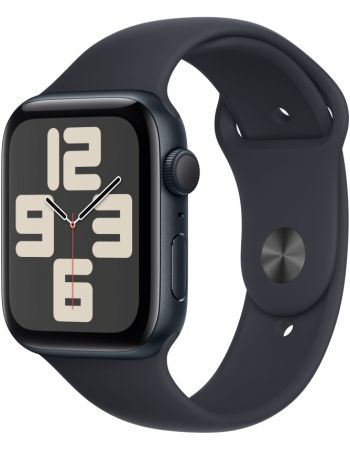 Apple Watch SE 2023, 44 мм, корпус из алюминия цвета тёмная ночь, спортивный ремешок цвета тёмная ночь, GPS